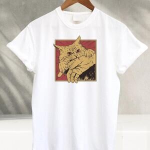 Cat Bite Shirt Japanese Horror Anime Cat Crazy Unisex Tee